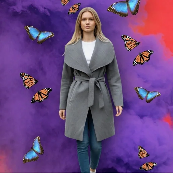 Vintage Y2K Forever 21 Women's Gray Trench Coat - Picture 1 of 10